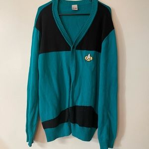 Star Trek next generation teal cardigan from think geek